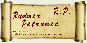 Radmir Petronić vizit kartica